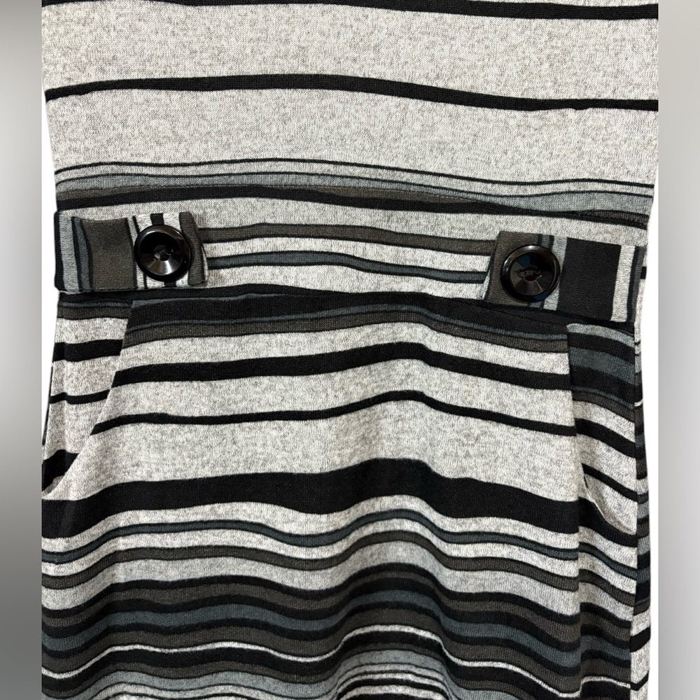 San Francisco, Striped Knit Cowl Neck Dress,  Size Small, Black & Gray - Picture 5 of 8